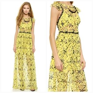 Free People Lace Cherry Blossom Maxi Dress in Yellow